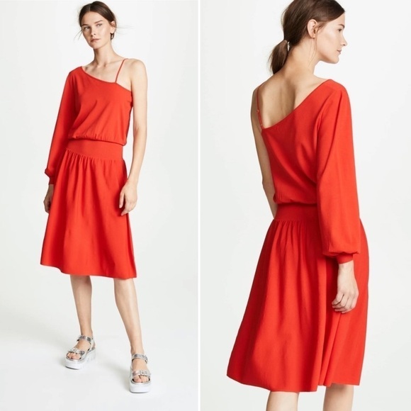 A.L.C. Dress ALC Shara One Shoulder Midi Dress Red NWT Size Medium M New - Picture 1 of 9